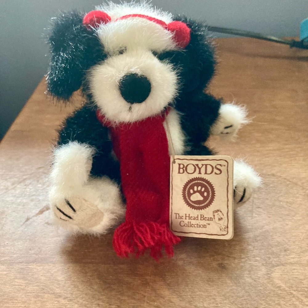 Boyd’s Black and White Dog Plush with Red Scarf Hi I’m Chillie Dog